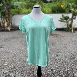 Xersion Green Everair V-Neck Essential Performance Active Tee